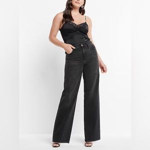 EXPRESS NWT High Waisted Washed Black Wide Leg Jeans